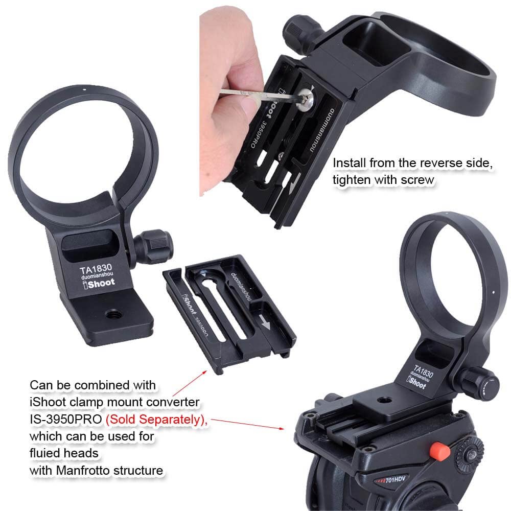 iShoot Metal Lens Support Lens Bracket Tripod Camera Ring Type Tripod Tripod Mount Compatible with Tamron Di VC VXD B061 Bottom has screw hole quick