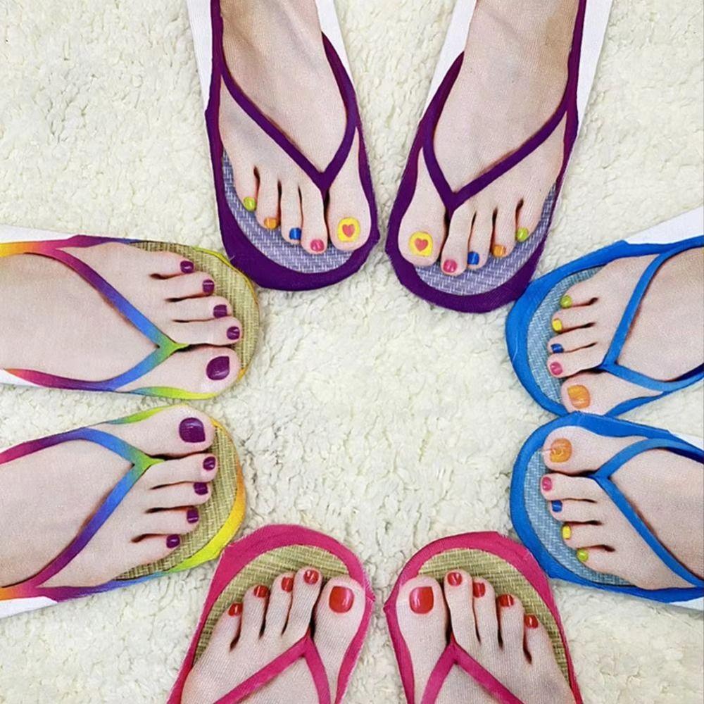 Low Ankle Flip Flop Socks Creative Funny Short Socks Casual 3D Printed Socks Casual