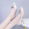 Zapatos De Mujer Fashion Sweet White Patent Leather Office Career Square Heel Shoes for Women Lady Casual Shoes Ab153
