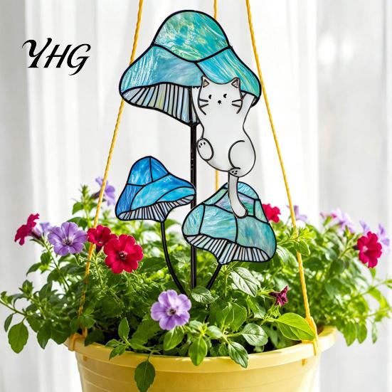 Garden Gifts for Women Colorful Planter Insert Stake, Double-Sided, Flower Pot Decor Metal Decorations Insect Animal Stake Plant Pots Bed Decoration