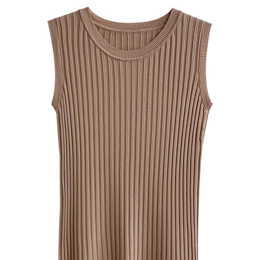 2026 Spring Women's Slim Fit Solid Color Knit Sleeveless Sweater Vest