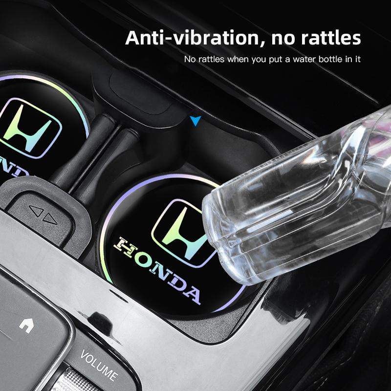 cwcr1 2Pcs Honda Logo Water Cup Pad Laser Silent Mat For Honda Civic Accord Crosstour Spirior Odyssey Avancier UR-V Sienna Elysion