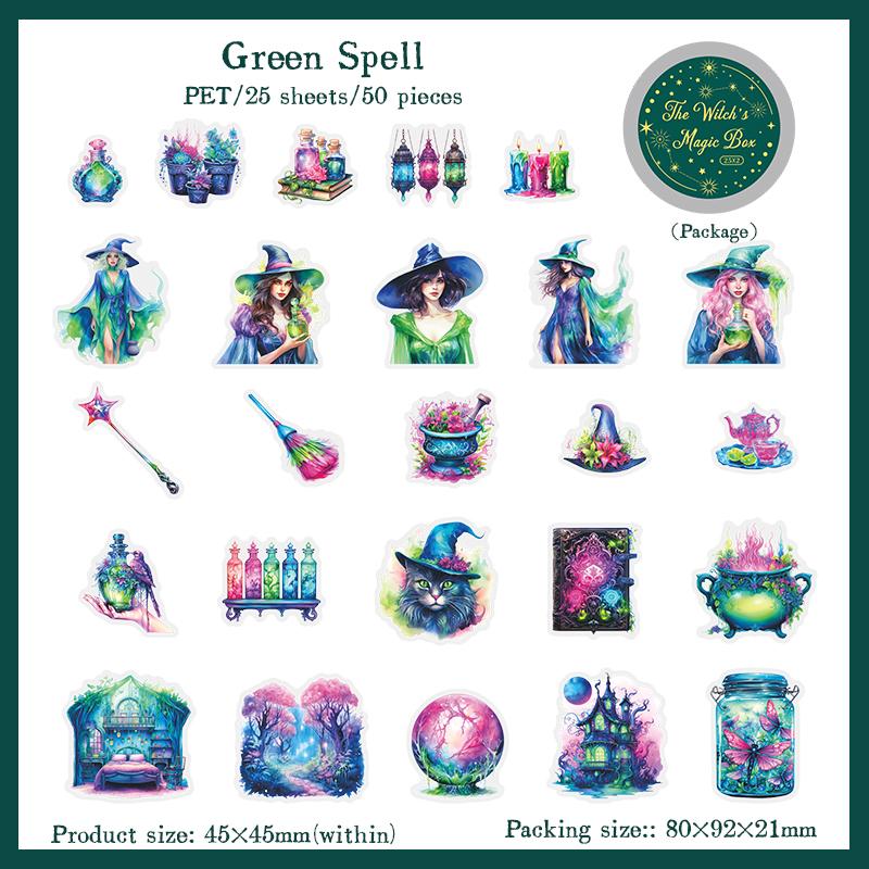50 Pcs Witch's Magic Box Theme Iron box shape Stickers PET sticker DIY diary decoration sticker album scrapbooking Junk Journal