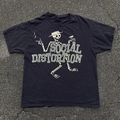 Винтаж Футболка Social Distortion Хлопок Черная Для Мужчин TR120 Унисекс