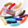 30pcs/lot Acrylic Curved Tube Beads Dual Color Thin Bamboo Shape Loose Spacer Bead For DIY Bracelet Necklace Jewelry Accessories