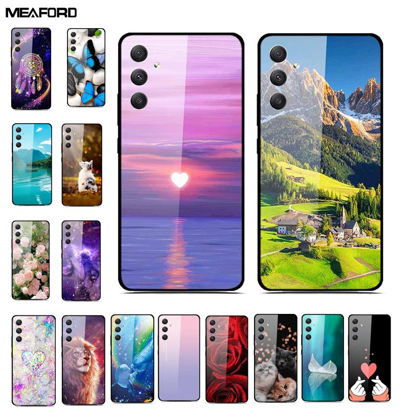 Чехлы из закаленного стекла для Samsung M35 5G Чехол GalaxyM35 Расписная жесткая задняя панель Fundas для Samsung Galaxy M35 5G Защитная задняя крышка