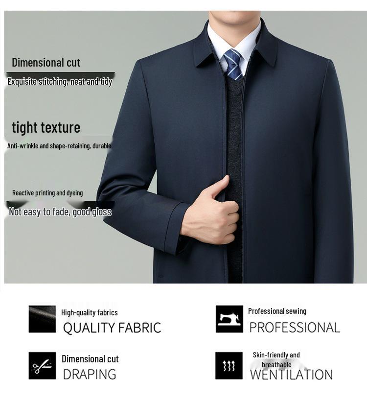 Men's Winter Lapel Cotton Jacket - Thickened Warm Coat for Mid-aged & Elderly