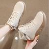 Весна Осень Тонкие Ботинки Модные Толстые Подошвы Женские Туфли Новинка Боковые Молнии Современные Ботинки Дышащие 2024 Однотонные Женские Туфли