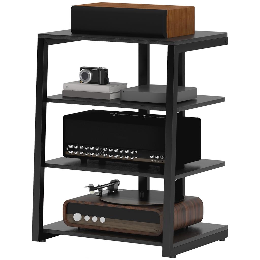 HiFi Stand, with Four Storage Shelves - Black