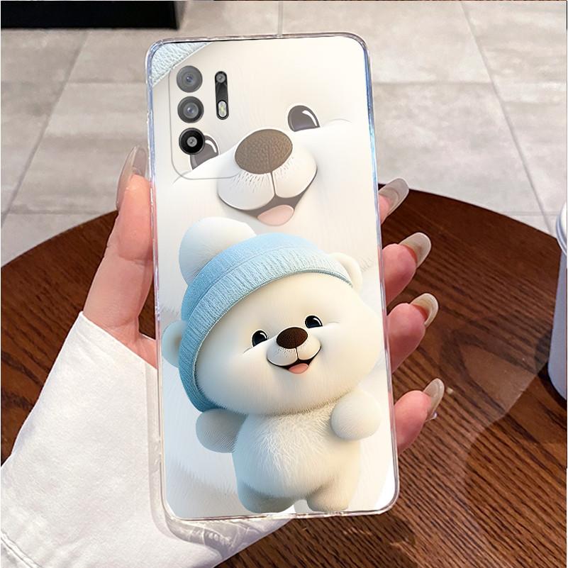For Oppo A94 5G Reno 5Z CPH2211 Case Transparent Bumper Luxury Cute Love Heart Rabbit Funny Casing Back Cover Phone Case Fundas