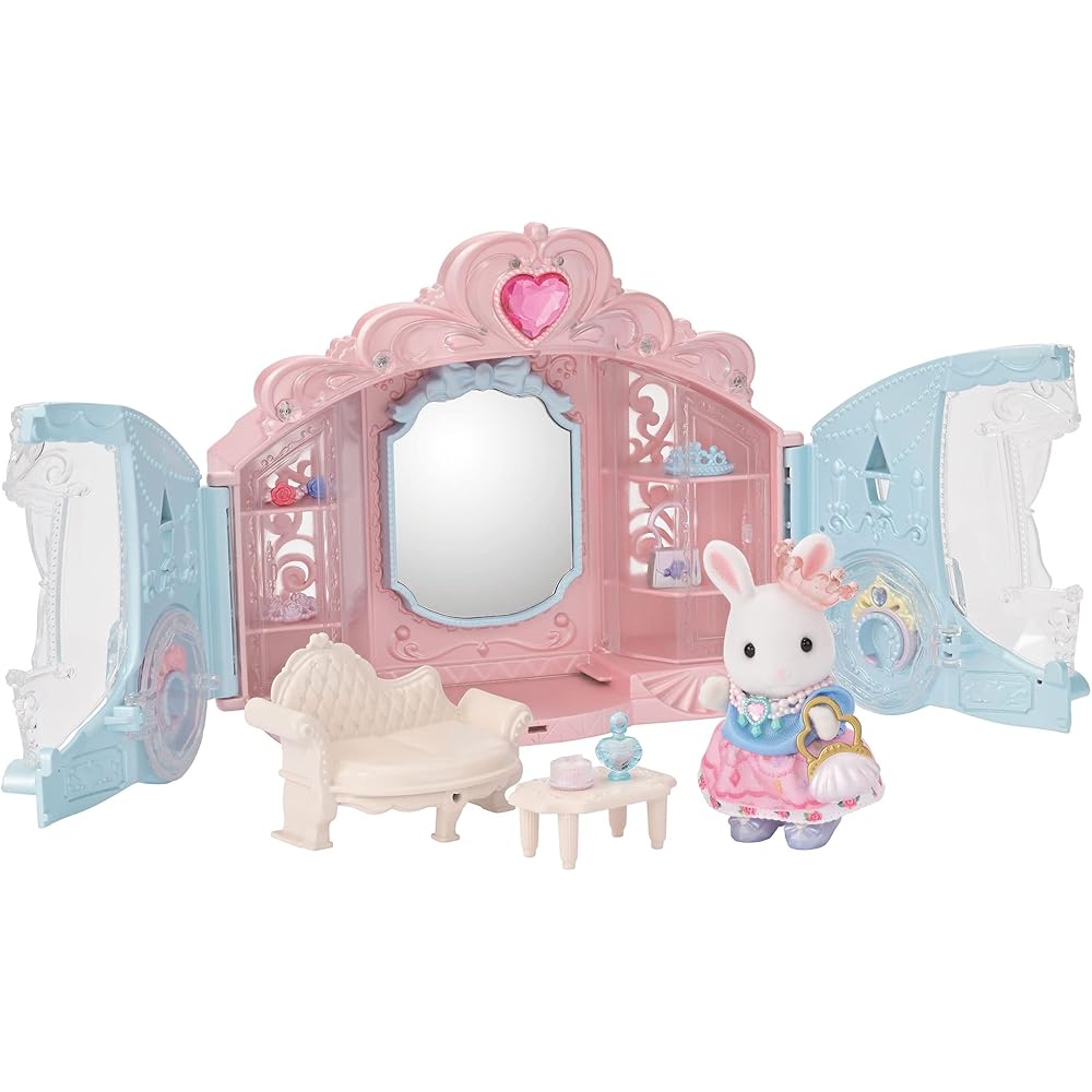 Sylvanian Families Hair Salon Glitter Carriage Room Set Toy Dollhouse for Ages 3 and Up