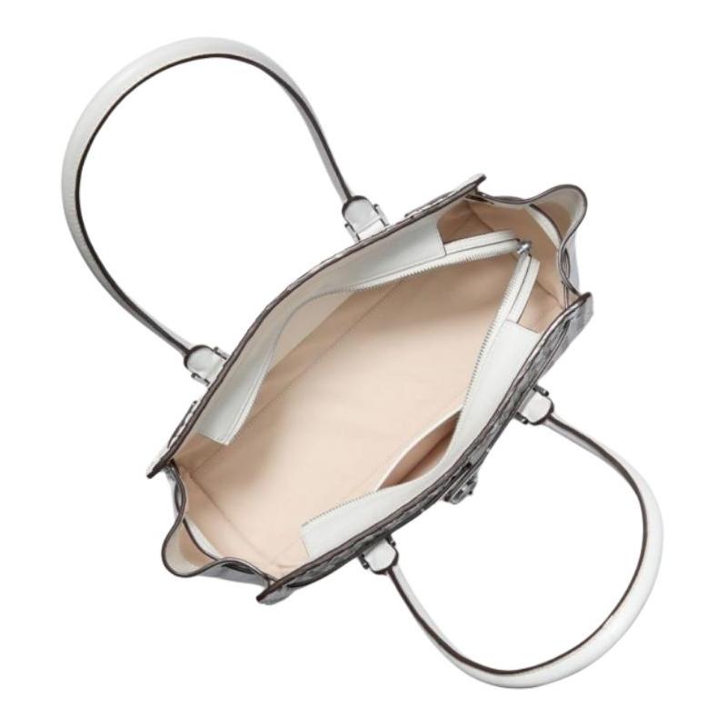 MICHAEL KORS Hamilton silver logo plate calfskin shoulder bag women's off-white