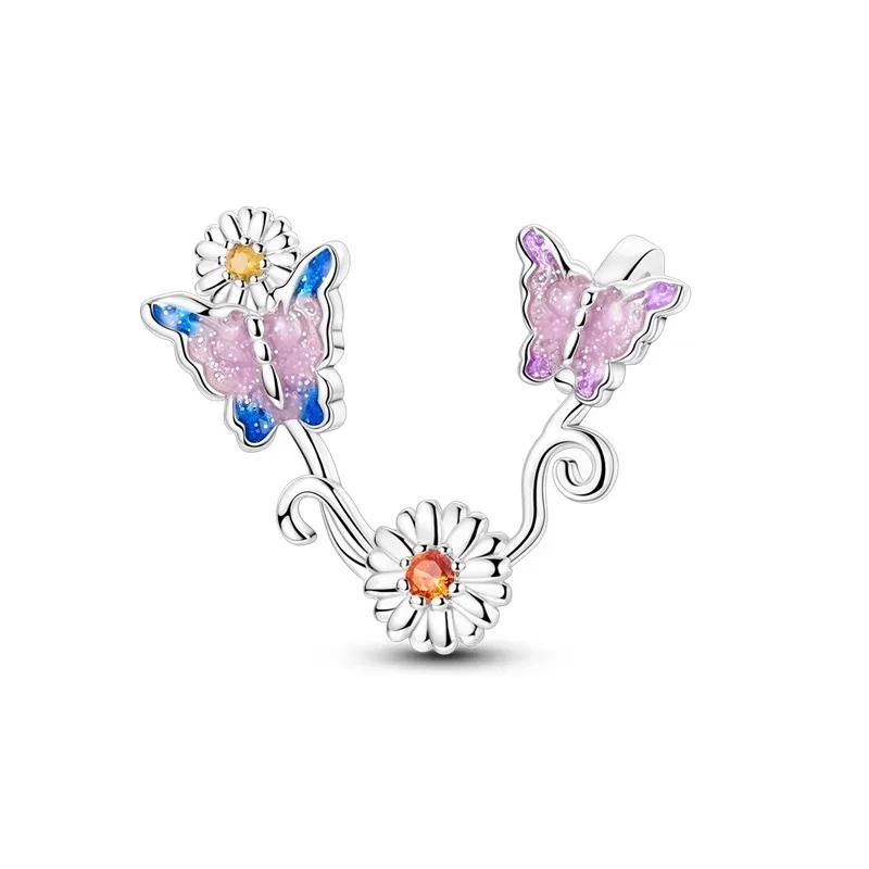 Charms Exquisite 925 Silver Butterfly Pendant Dragonfly Flowers Bead for Women Necklace DIY Bracelet Fine Jewellery Gift