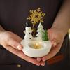Elegant Christmas Candle Holder for Home Decor Ceramic Santa Claus Tealight Candles Holder for Christmas Table Centerpiece