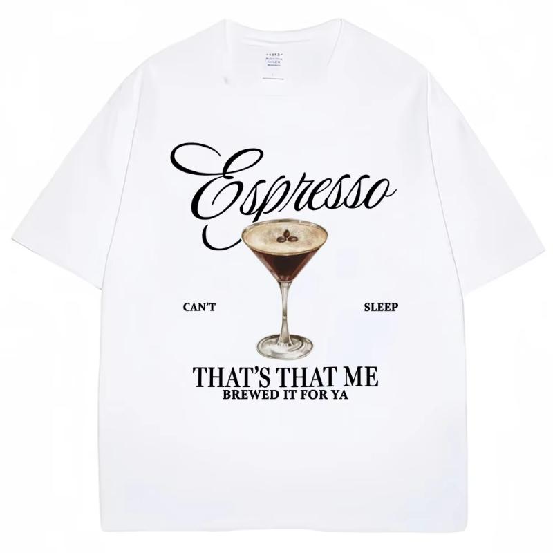Модная футболка с принтом Sabrina Carpenter Espresso Martini Эстетичная унисекс женская футболка Свободный повседневный топ из мягкого хлопка Streetwear