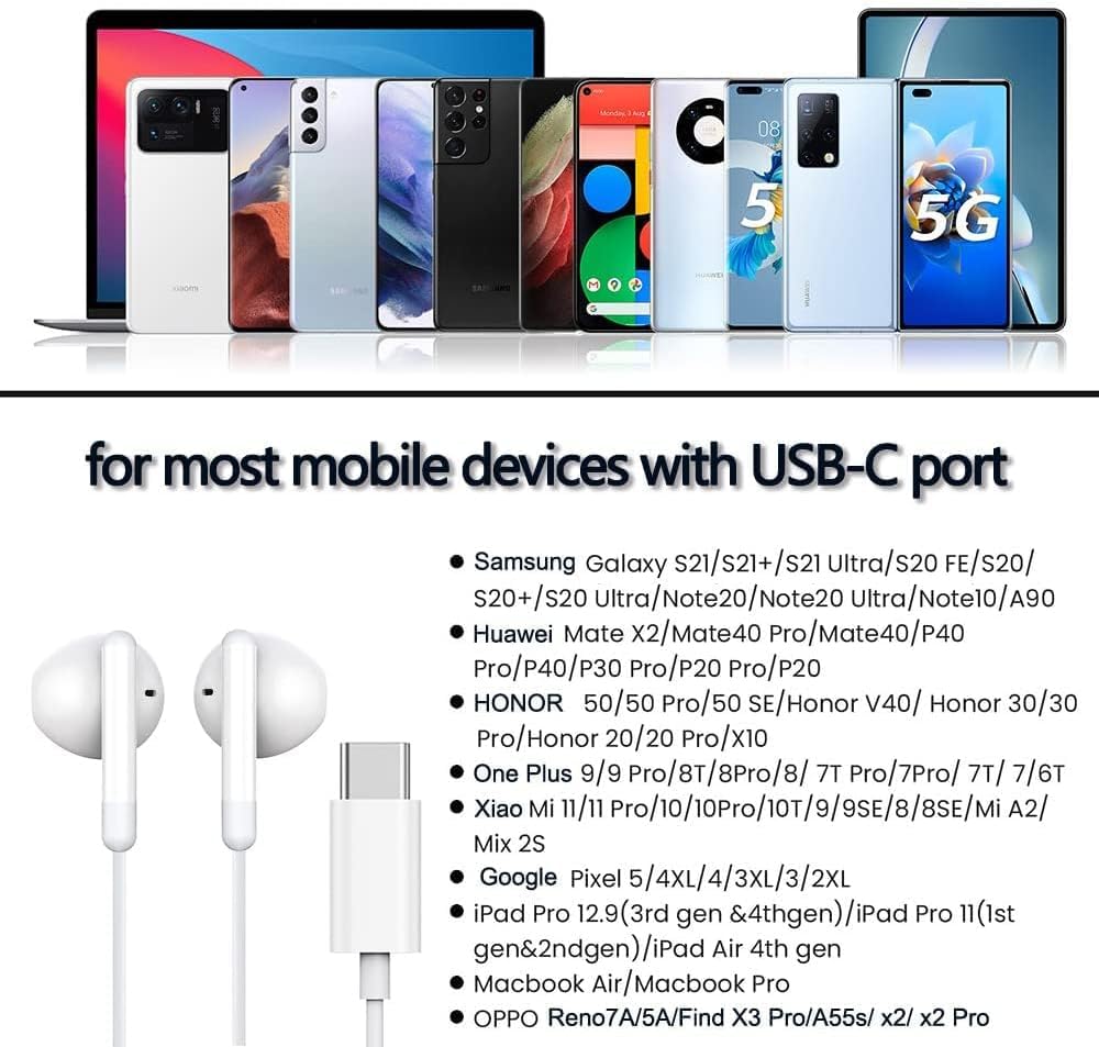 Новое издание iPhone Проводные наушники с микрофоном MEMS для караоке для Pixel и Белый [Совместимость с 2025 15/16] Type-C Высокочувствительные Galaxy, Xiaomi,