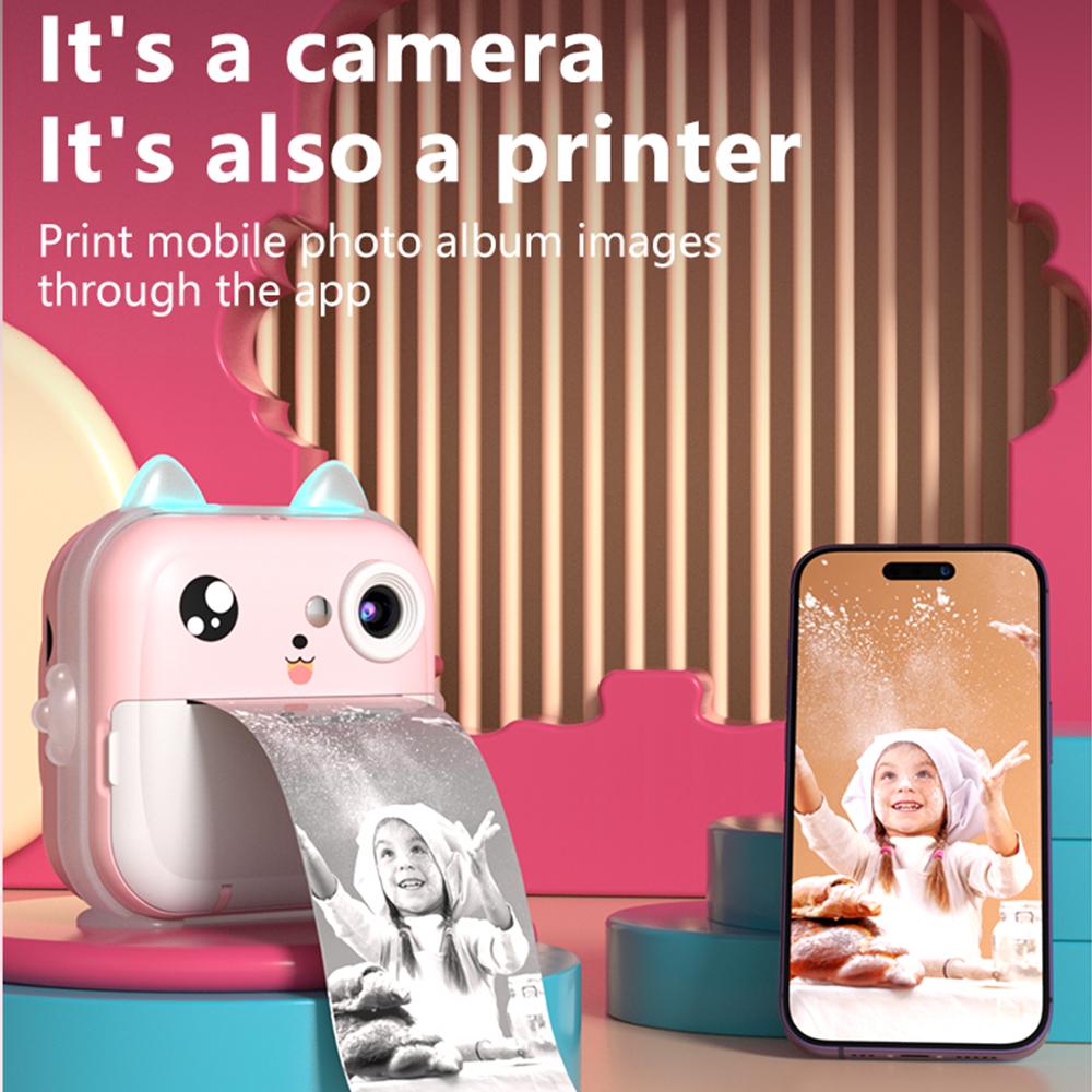 Портативная детская детская камера с мгновенной термопечатью, цифровая камера с экраном 2,4 дюйма, фотоселфи HD
