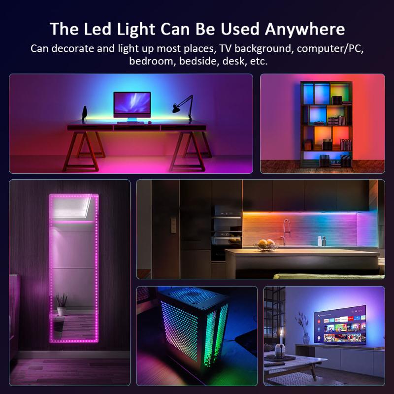 24-клавишная светодиодная подсветка 5050RGB Bluetooth с напряжением 5 В, 1–30 м, 16 миллионов цветов, RGB, синхронизация музыки со светодиодной полосой, изменение цвета вечеринки и дома