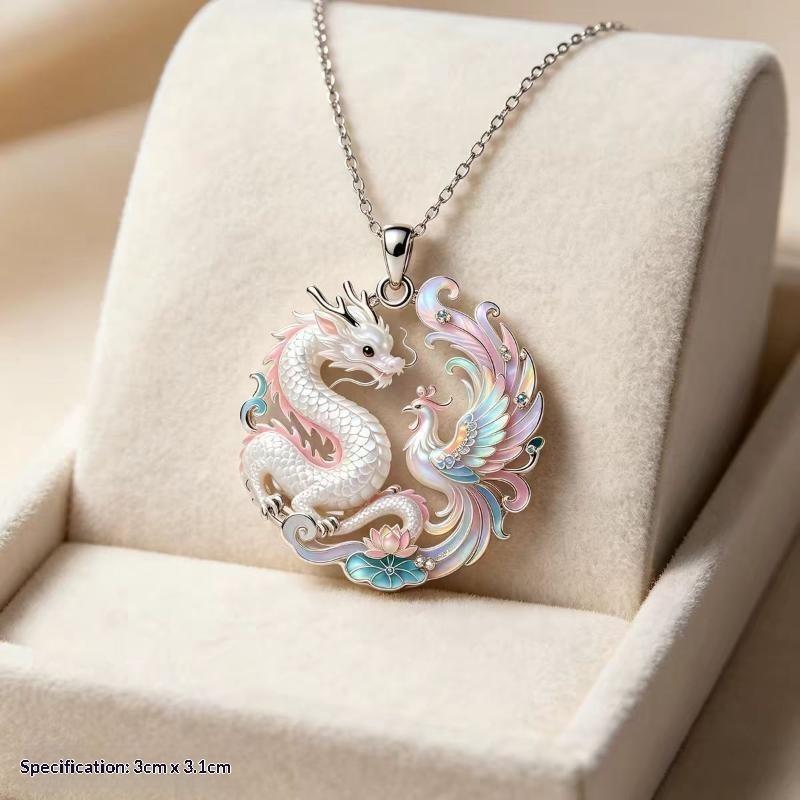 Nine Tailed Fox Enamel Pendant Necklace Exquisite Chinese Style Trendy Jewelry Ideal Anniversary Gift for Girlfriend