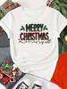 (Asian Size) Print Merry Christmas O-neck Women's Top New Year T Clothing Lovely Cute 90s Short Sleeve T-shirts Fashion Holiday Graphic Tee