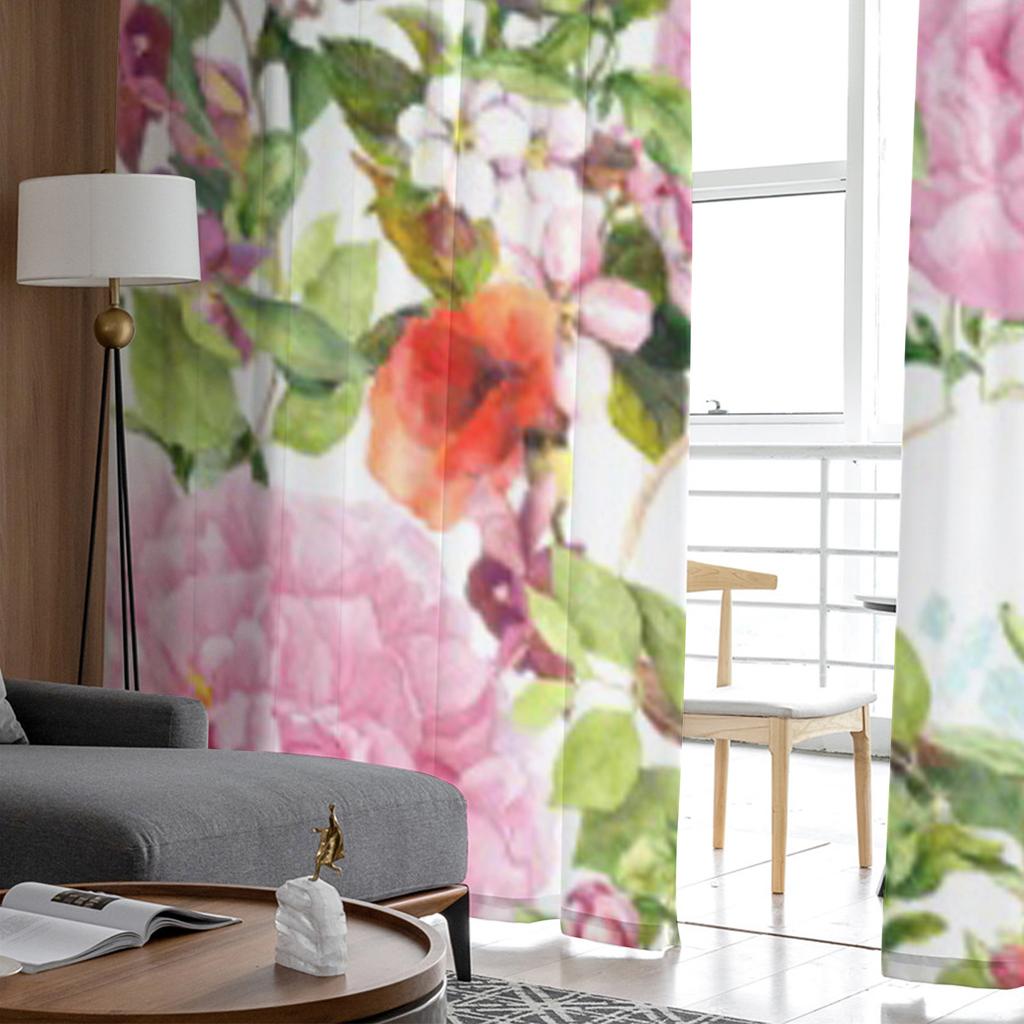 Тюлевые прозрачные шторы с цветком кота, пиона и растения для гостиной, спальни, кухни, украшения, вуаль, шторы из органзы