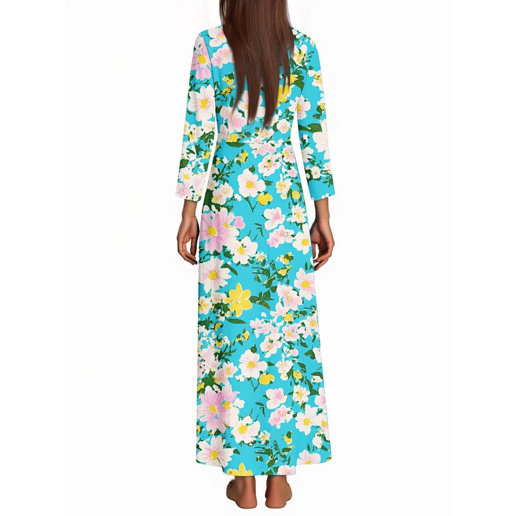 Женское модное платье с рукавами три четверти, свободного кроя, с удобным цветочным принтом