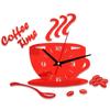 DIY Acrylic Wall Clock Modern Mute Coffee Time Clock Cup Shape Wall Sticker Hollow Numeral Clock