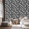 Wallpaper Black and white flowers, gray background, graphite center, 50x1000