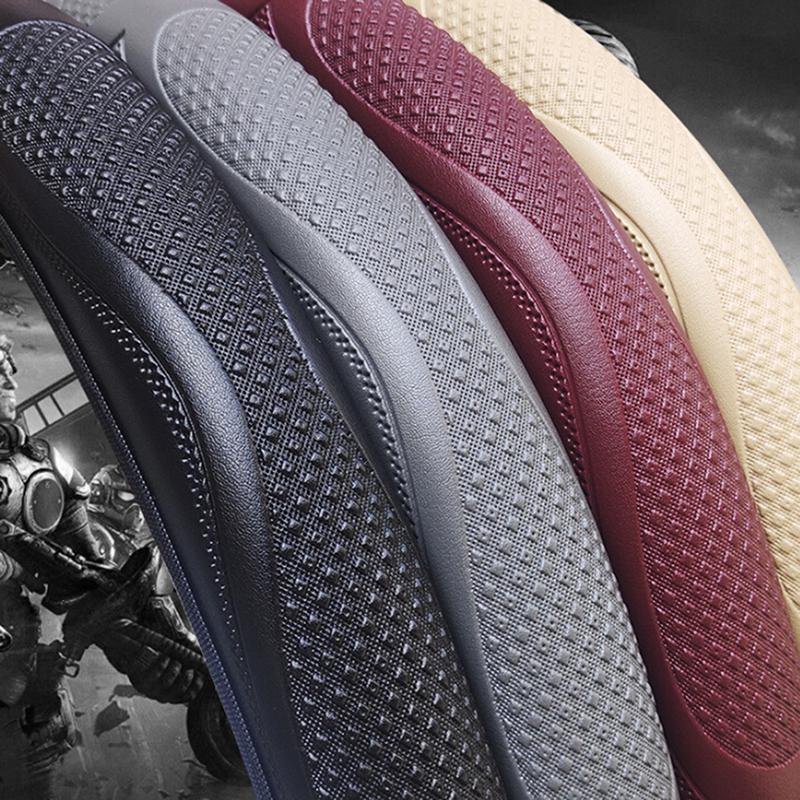 Universal Anti-slip Auto Car Steering Wheel Cover Three-dimensional Embossed Leather Elastic Style 38cm