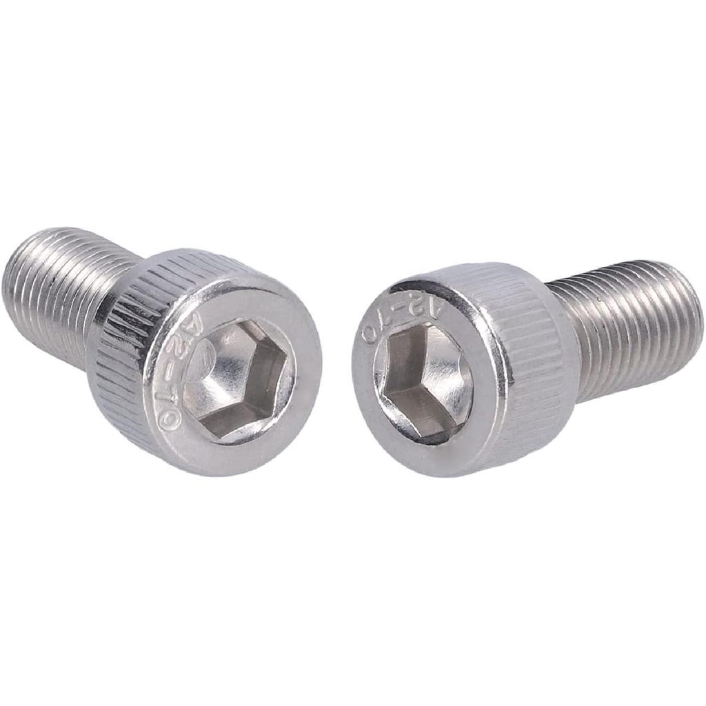 Hex Bolt, 1.25mm Fine Pitch M10 4Pcs Socket Cap Screw Bright Finish A2-70 Stainless Steel for Construction for DIY Jobs for Automotive