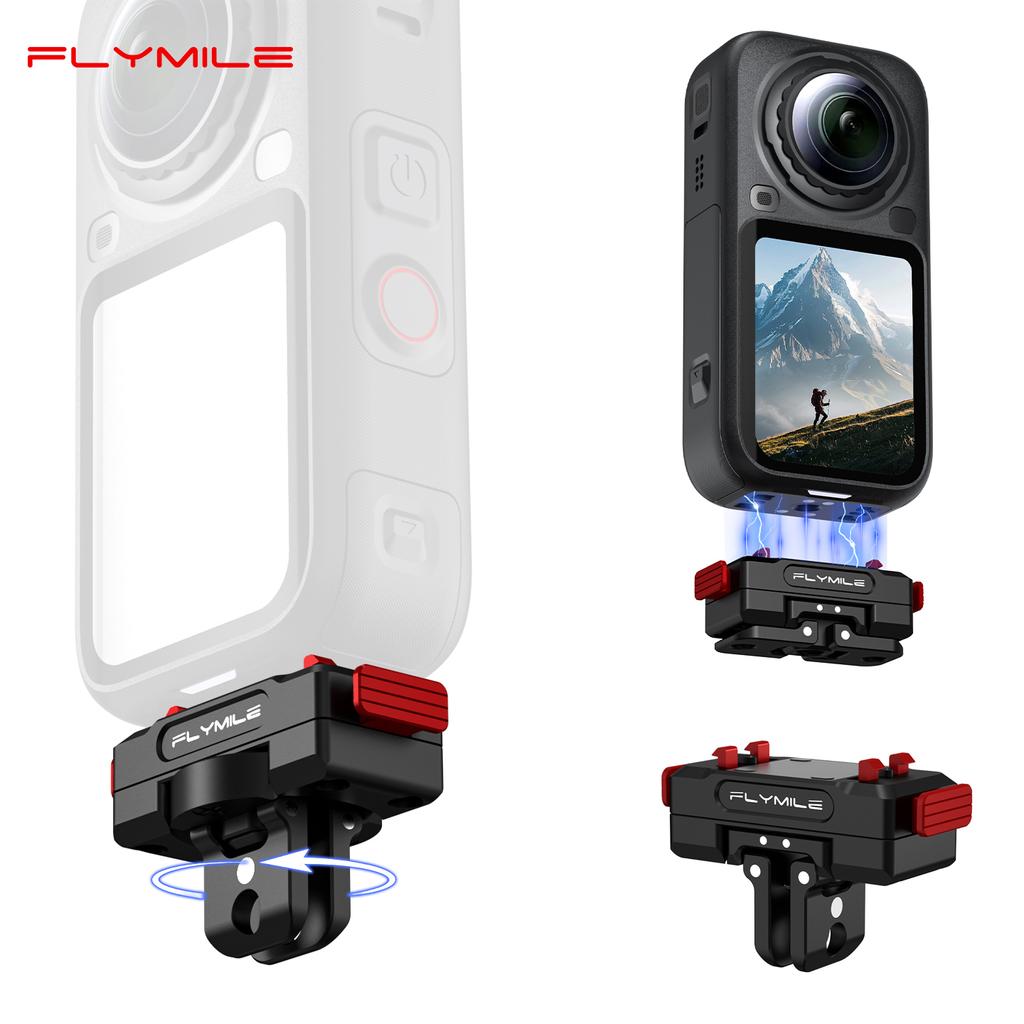Flymile Magnetic Adapter Mount for Insta360 X6 X5 Rotate Quick Release Base 1/4″ Screw/2 Claws Extension Support Accessories