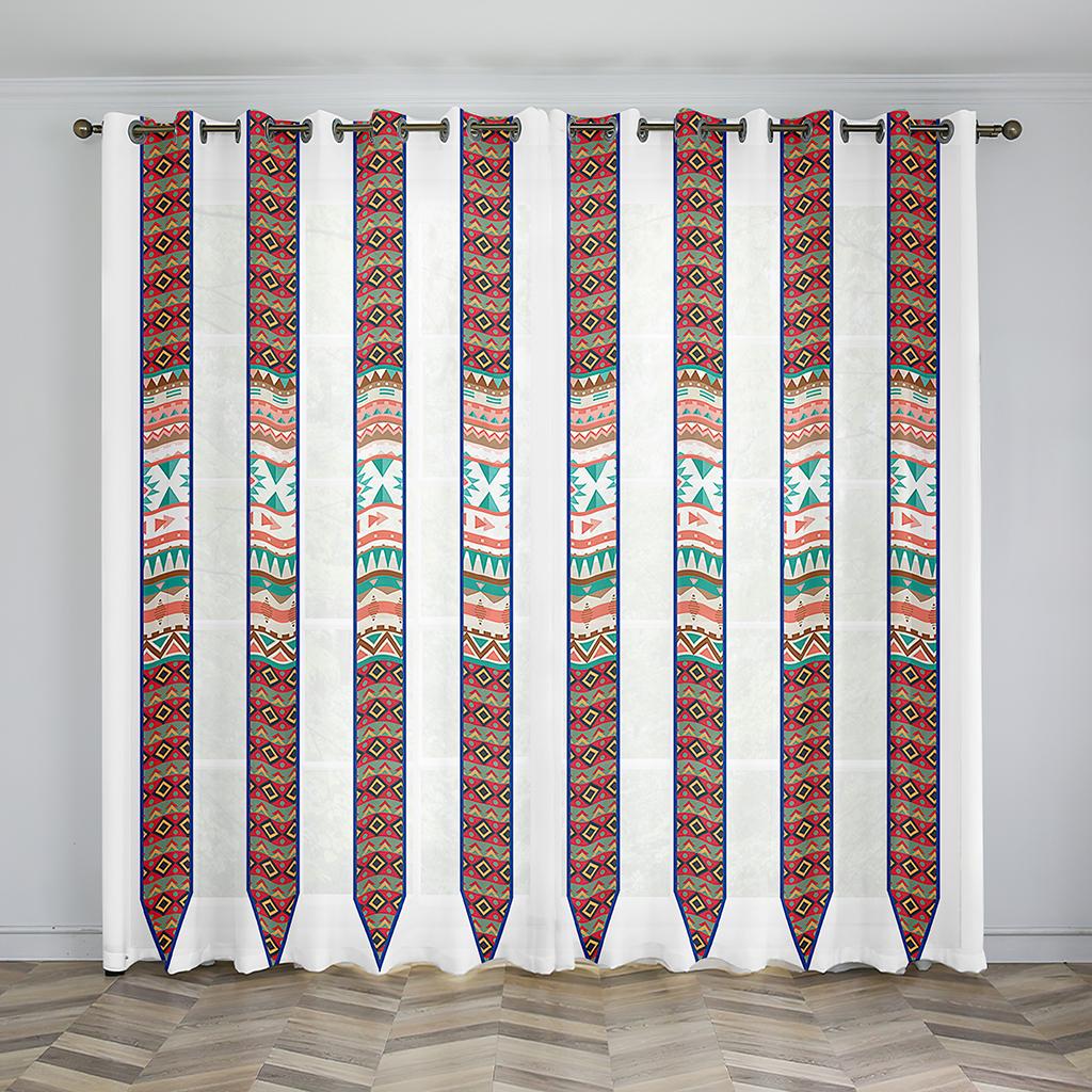 Luxury Gold Bohemian Stripes Curtains for Living Room Bedroom European 3D Print Windows Backdrop Treatment Drapes 2 Pieces