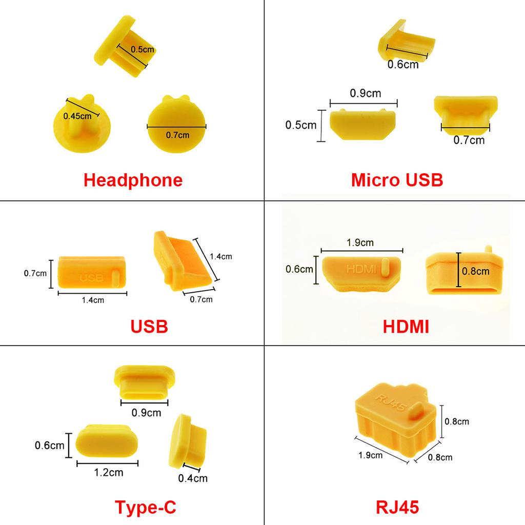 JCD 10pcs Silicone Type-C Micro USB Dust Plugs Phone Anti-dust Protector Cover USB Charging Port HDMI-Interface RJ45 For Laptop2