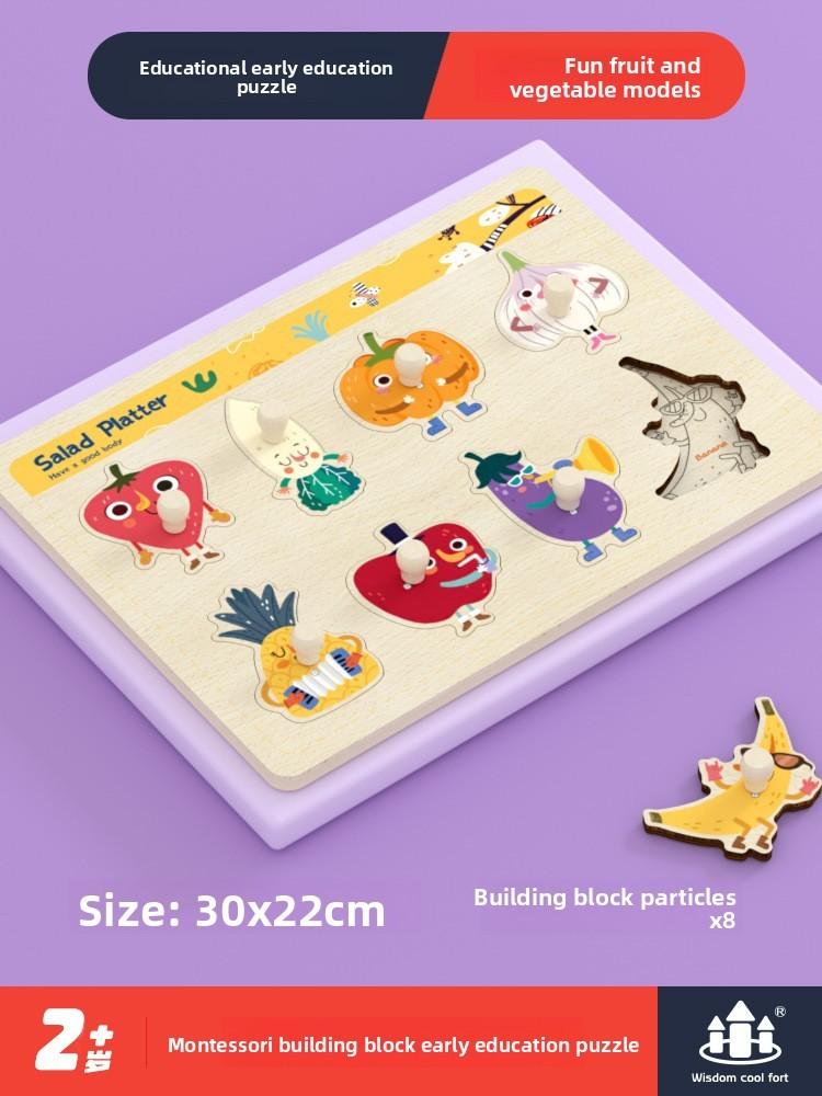 Engineering Wooden Vehicle Puzzle Blocks For Kids Learning Shape Recognition