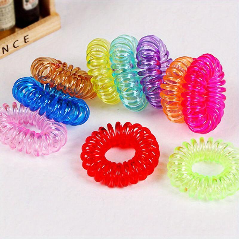 12 шт. Резинки для волос спиральные эластичные из резиновой проволоки случайного цвета, веревка, аксессуары для хвостика