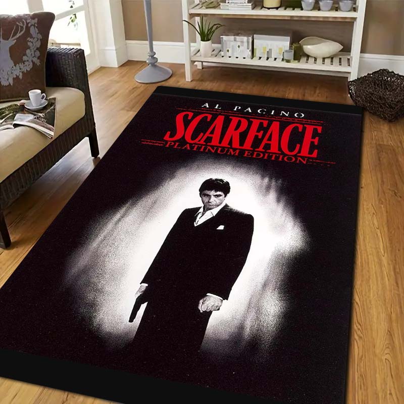 Scarface Classic Movie Print Flannel Area Rug Non‑Slip Soft Floor Mat For Sofa Bedroom Game Room Living Room Home Decor Gift