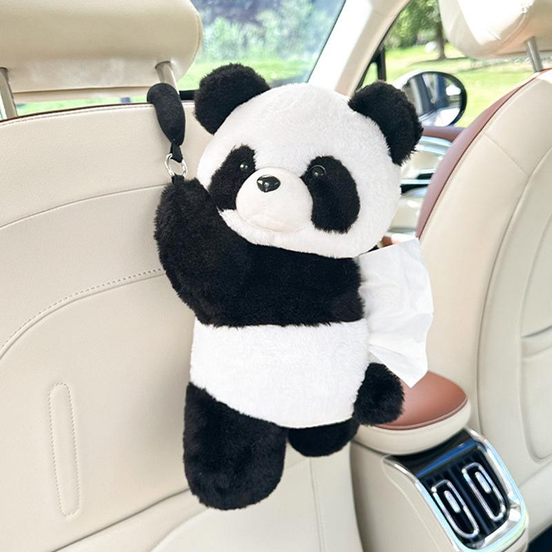Universal Plush Cute Creative Hanging Car Tissue Case Vehicle Tissue Hanger Doll Paper Box Car Interior Hanging Tissue Boxes