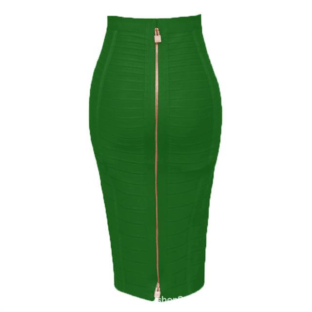 Сексуальная однотонная бандажная юбка на молнии, женские эластичные облегающие летние юбки-карандаш