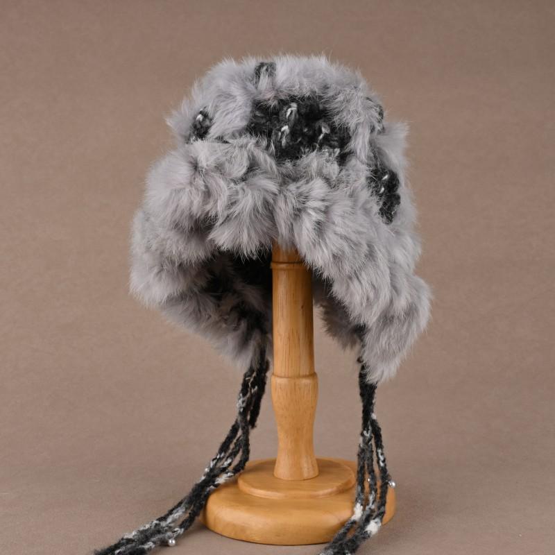 Womens Knit Lion Dance Hat Faux Fur Cloud Warm Earflap Winter Cute Tassel Snow Cap
