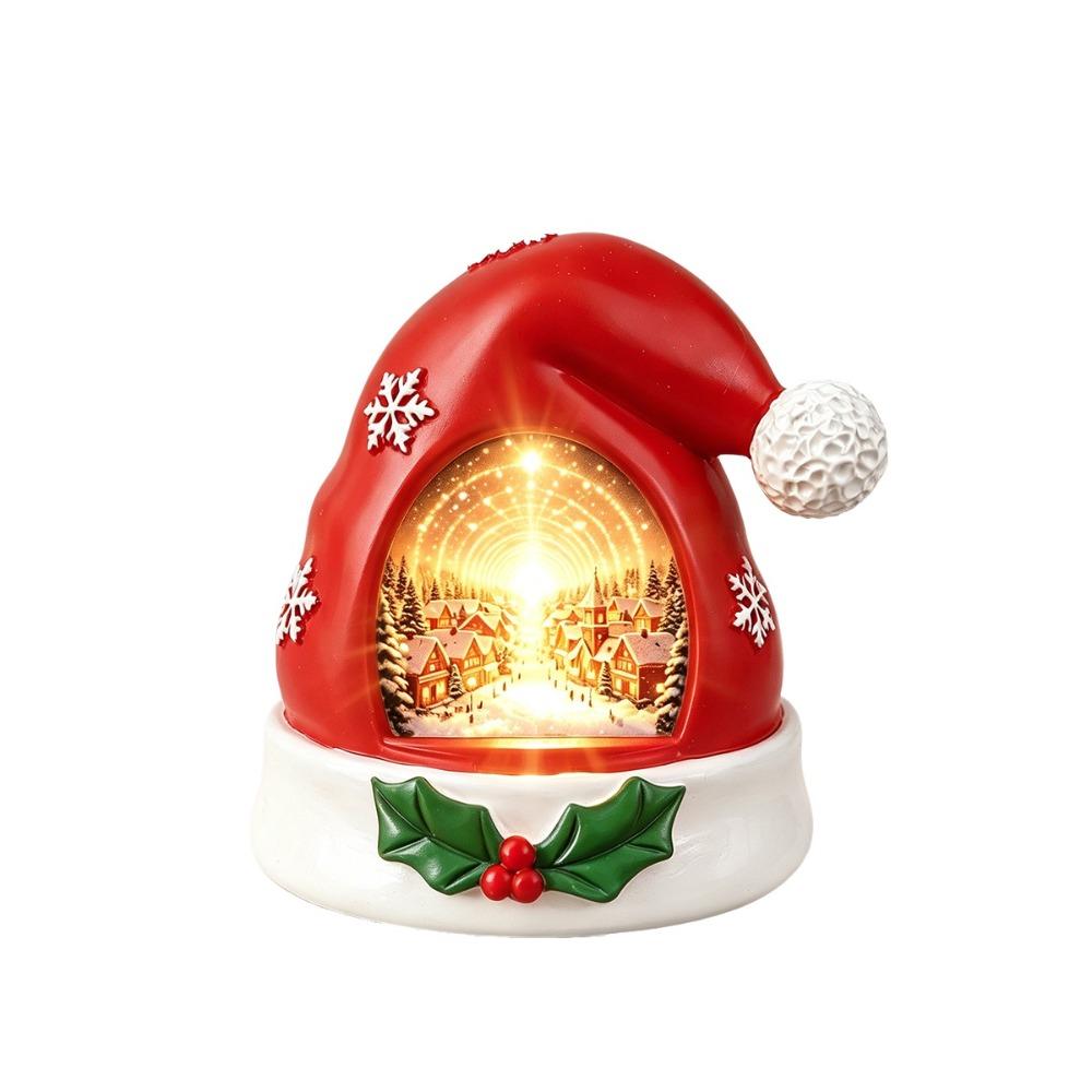 Resin Christmas Figurine Warm Glow Holiday Atmosphere Light Christmas Elf Hat Ornament Holiday