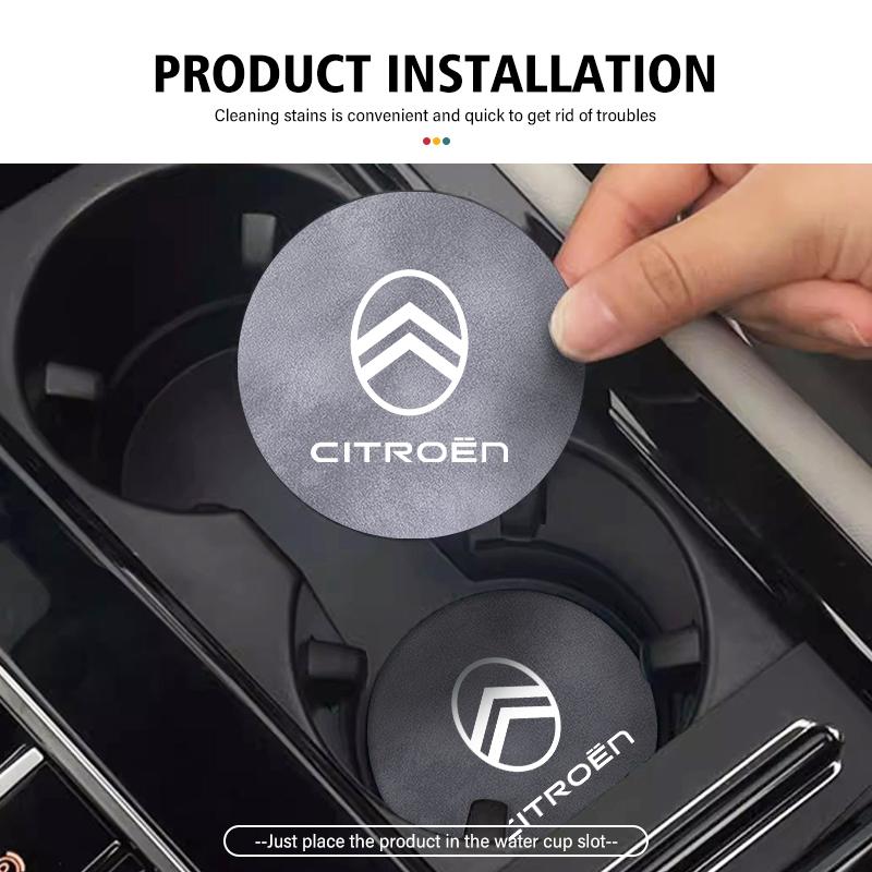 2pcs Car Coaster Anti-slip Mat Sheepskin Water Cup Holder Pad For Citroen C5 C1 C2 C6 C4L DS3 DS4 DS5 C-Elysee Grand Berlingo