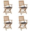 VidaXL Folding Garden Chairs 4 Pcs with Cushions Acacia Wood