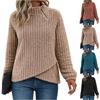 Women's Fashionable Solid Color Round Neck Long Sleeved Pullover Zipper Warm Casual Loose Sweatshirt Top