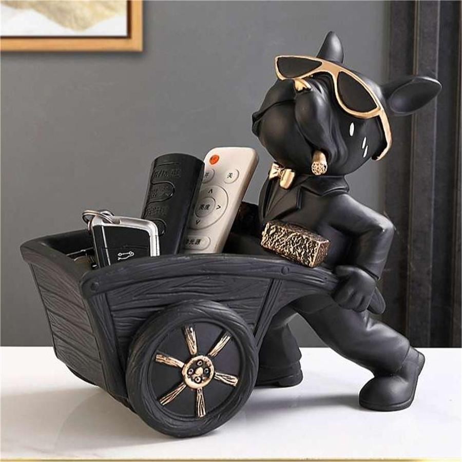 Nordic Fashion Art Французский бульдог Фигурки животных из смолы Крутая скульптура собаки Поднос для конфет Закуска Ключ Монета Фрукты Ювелирные изделия Хранение Статистика