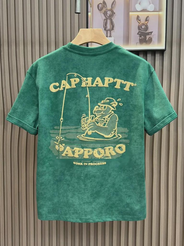 Мужская летняя футболка с короткими рукавами и графическим принтом 2024 года — свободный повседневный топ от New American Fashion Brand