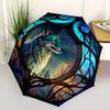 Волк Окно Арт: Магическая Ночь Дикая Природа Декор" Зонт, Портативный Компактный 3-Складной Зонт для Мужчин и Женщин, S119