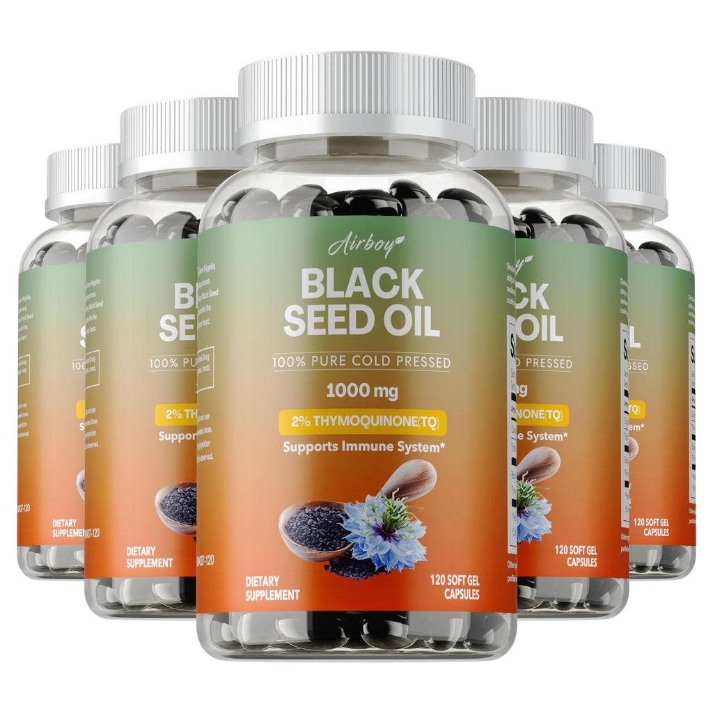 Airboy - 1000mg Black Cumin Seed Oil Capsules - Hair, Skin, Joint Health