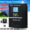 Солнечный контроллер заряда MPPT на 100А с ЖК-дисплеем, для аккумуляторов 12В/24В/36В/48В, Автоматическое отслеживание, Совместим со свинцово-кислотными аккумуляторами