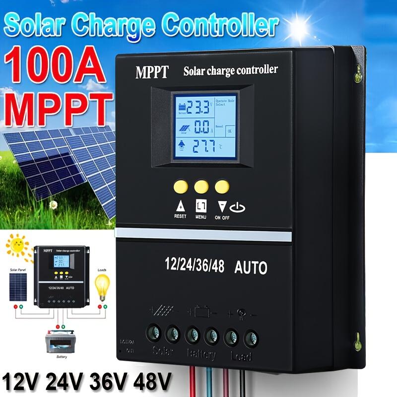 Солнечный контроллер заряда MPPT на 100А с ЖК-дисплеем, для аккумуляторов 12В/24В/36В/48В, Автоматическое отслеживание, Совместим со свинцово-кислотными аккумуляторами