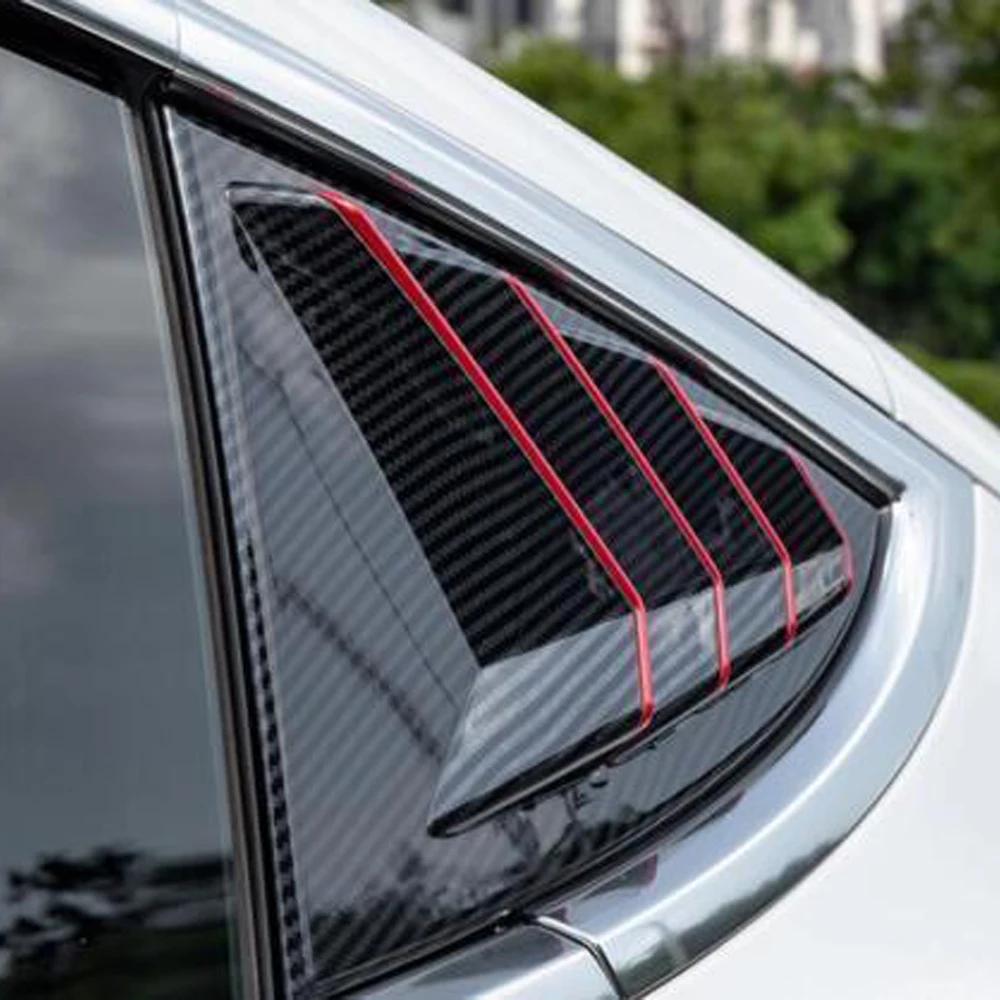 For Tesla Model 3 2017-2023 Car Rear Louver Window Side Shutter Cover Trim Sticker Vent Scoop ABS Carbon Fiber Red Accessories